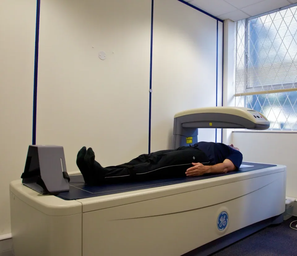 A DXA scanner at the ALSPAC clinic in Bristol, photographed in October 2011. Archive equipment example.