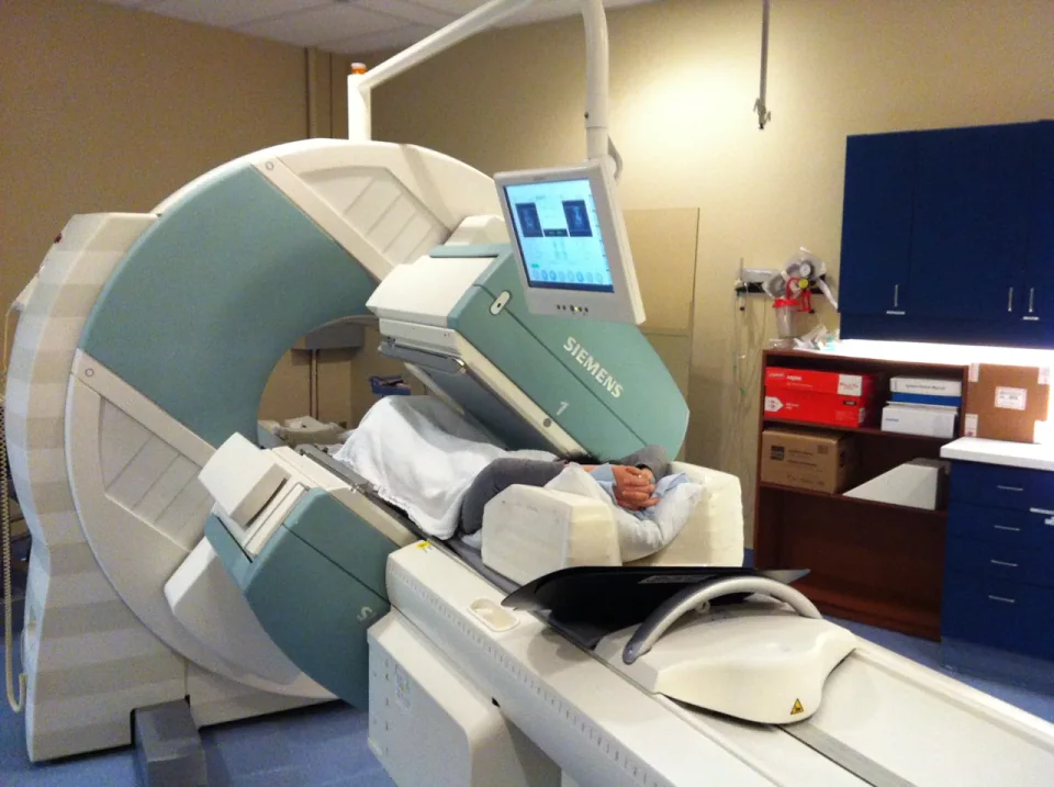 A Siemens SPECT/CT system at Credit Valley Hospital, photographed in April 2012. Archive equipment example.